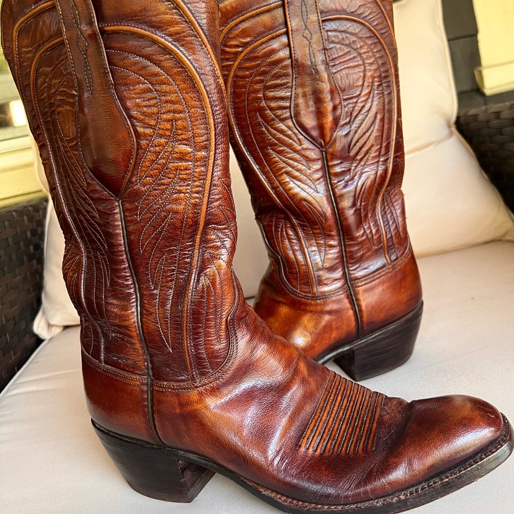 Lucchese Willa Mad Dog Goat Snip Toe Western Cowboy Boots size 7 1/2 women’s.